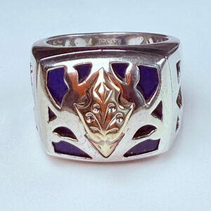 14K Gold Stephen Webster Raven & Lapis Lazuli Mens Signet Sterling Silver Ring